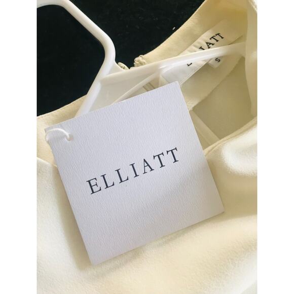 ELLIATT Moment Dress White Asymmetric Midi Drape Hem, S - NWT - Picture 8 of 8